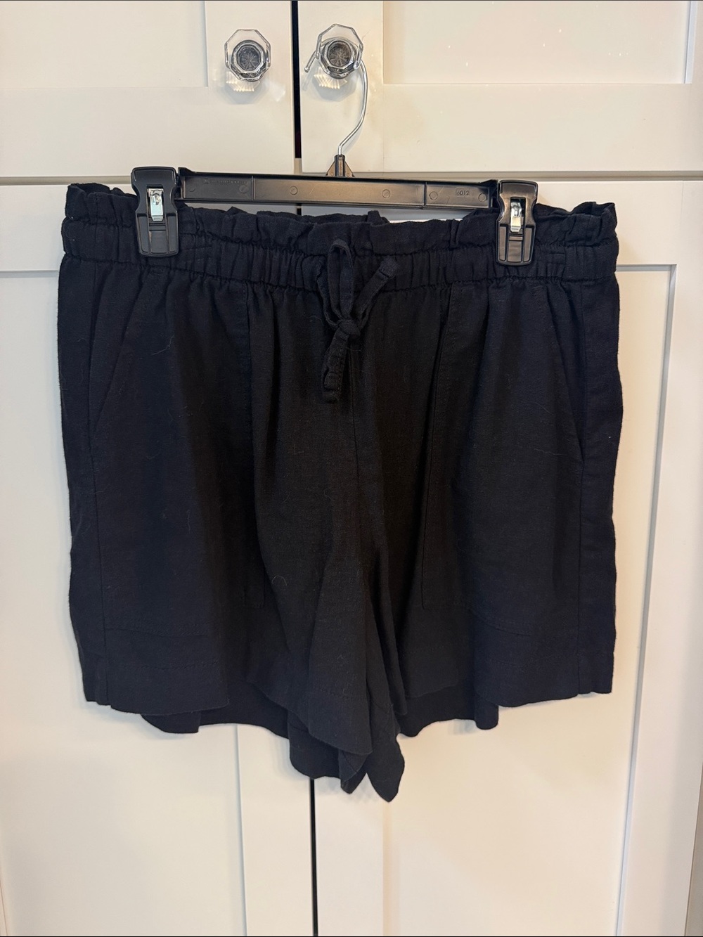 Sonoma Black Elastic-Waist Drawstring Casual Linen Shorts